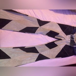 Vintage from the 90’s Bell Bottom Leather Polyester Pants
